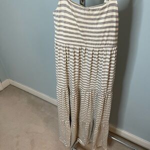 Pink Lily tiered grey and white stripe maxi dress size small